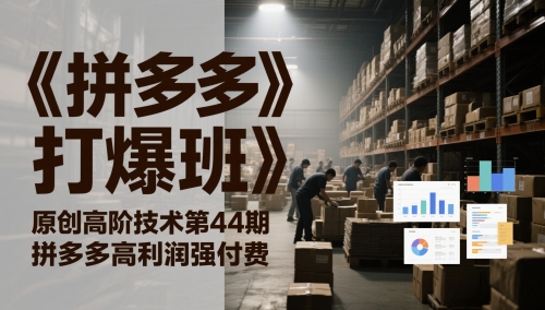 《拼多多打爆班》原创高阶技术第44期，拼多多高利润强付费-甬战资源库