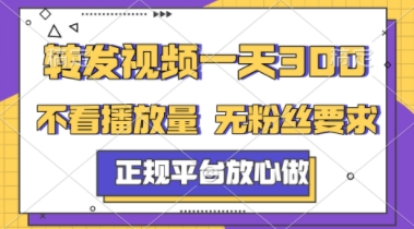 转发视频一天3张+，正规平台放心做，不看播放量，不看粉丝量，一个任务几分钟完成【揭秘】-甬战资源库