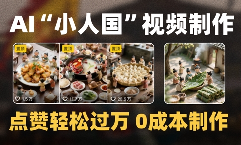 爆款1000W+播放微缩景观迷你小人国AI视频0成本制作全流程教学-甬战资源库