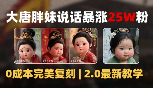 AI大唐胖贵妃说话2.0，40条视频暴涨40w粉，附独家变现攻略-甬战资源库