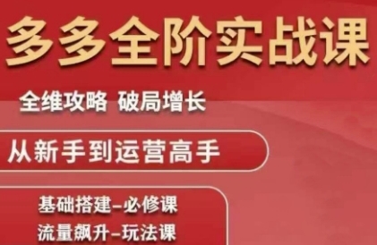 拼多多全阶实战课程，全维攻略，破局增长，从新手到运营高手-甬战资源库