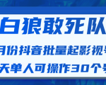 白狼敢死队最新抖音短视频批量起影视号（一天单人可操作30个号）视频课程-甬战资源库
