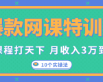 爆款网课特训营,一套课程打天下,网课变现的10个实操法,月收入3万到10万-甬战资源库