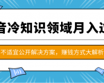 抖音冷知识领域月入过万项目,不适宜公开解决方案 ,抖音赚钱方式大解析!-甬战资源库