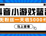 赚钱计划:抖音小游戏蓝海项目,无粉丝一天收入5000+-甬战资源库