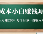 零成本小白赚钱实操项目,一天可赚200+ 每个月多一份收入来源-甬战资源库
