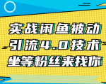 实战闲鱼被动引流4.0技术,坐等粉丝来找你,实操演示日加200+精准粉-甬战资源库
