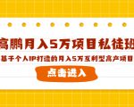 高鹏月入5万项目私徒班,基于个人IP打造的月入5万互利型高产项目!-甬战资源库