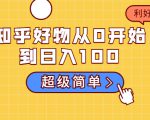 知乎好物从0开始到日入100,超级简单的玩法分享,新人一看也能上手操作-甬战资源库