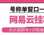 网易云挂机项目云梯挂机计划,永久版脚本+详细操作视频-甬战资源库