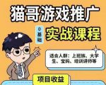 猫哥·游戏推广实战课程，单视频收益达6位数，从0到1成为优质游戏达人-甬战资源库