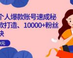 小红书个人爆款账号速成秘籍,爆款打造、10000+粉丝引流秘诀-甬战资源库