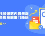 带货短视频爆款内容策划,关于电商视频的独门秘籍(价值499元)-甬战资源库