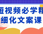 短视频必学精细化文案课,提升你的内容创作能力、升级迭代能力和变现力(价值333元)-甬战资源库