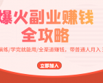 爆火副业赚钱全攻略：实打实演练/学完就能用/全渠道赚钱，带普通人月入３万元-甬战资源库