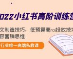 2022小红书高阶训练营：爆文制造技巧，低预算高roi投放技巧，内容营销思维-甬战资源库