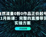 自然流量0粉0作品正价起号11月新课：完整的直播带货实操方案-甬战资源库