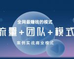 王冲老师《流量+团队+模式》商业模式实战课,全网最赚钱的模式-甬战资源库