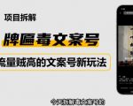 2023抖音快手毒文案新玩法,牌匾文案号,起号快易变现-甬战资源库