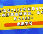 D1G馆长2023年收费990的抖音小程序变现新玩法，单号轻松日入200+-甬战资源库