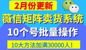 微信矩阵卖货系统,多线程批量养10个微信号,10种加粉落地方法,快速加满3W人卖货!-甬战资源库