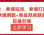 万相台·单爆玩法，单爆打造流程+单品快速测款+单品双渠放量+単品巨量引爆-甬战资源库