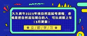 久久疯牛2023年纯自然流起号课程，老杨是把自然流玩明白的人，可以闭眼上车（3月更新）-甬战资源库