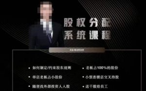 韩老师聊美业-美业股权分配系统课程,如何制定约束股东规则+老板占100%的股份+单店老板占小股份等-甬战资源库