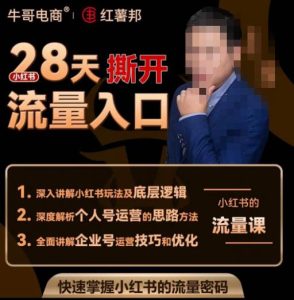 牛哥电商红薯邦28天撕开小红书流量入口,小红书运营系列课,快速掌握小红书的流量密码-甬战资源库