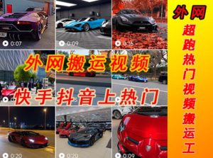 外面收费398元外网超跑豪车汽车视频搬运至快手抖音上热门项目,只需一步手机就可以操作-甬战资源库