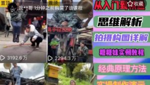 东方糖糖妹抖音短视频全套实战课思维+拍摄+剪辑+运营,从入门到精通-甬战资源库