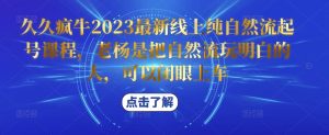 久久疯牛2023最新线上纯自然流起号课程，老杨是把自然流玩明白的人，可以闭眼上车-甬战资源库