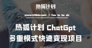 热狐计划：王大陆ChatGpt多重变现实操课，多种模式快速变现-甬战资源库