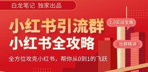 【白龙笔记】价值980元的《小红书运营和引流课》，日引100高质量粉-甬战资源库