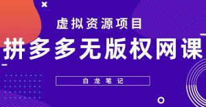 【白龙笔记】拼多多无版权网课项目，月入5000的长期项目，玩法详细拆解【揭秘】-甬战资源库