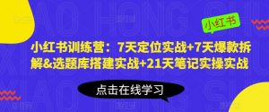 小红书训练营：7天定位实战+7天爆款拆解&选题库搭建实战+21天笔记实操实战-甬战资源库