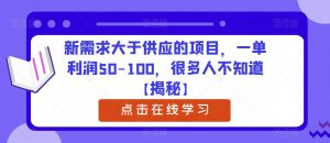 新需求大于供应的项目,一单利润50-100,很多人不知道【揭秘】-甬战资源库