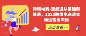 跨境电商-速卖通从基础到精通，2023跨境电商速卖通运营全流程-甬战资源库