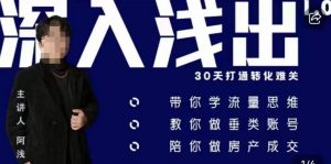 阿浅地产圈·深入浅出1.0，带你学流量思维，教你做垂直账号，陪你做房产成交-甬战资源库