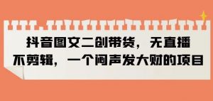 抖音图文二创带货，无直播，不剪辑，一个闷声发大财的项目【揭秘】-甬战资源库