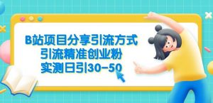 B站项目分享引流方式，引流精准创业粉，实测日引30-50【揭秘】-甬战资源库