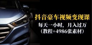 抖音豪车视频变现分享课:每天一小时,月入过万(教程+4986张素材)-甬战资源库
