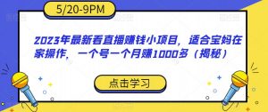 2023年最新看直播赚钱小项目，适合宝妈在家操作，一个号一个月赚1000多（揭秘）-甬战资源库