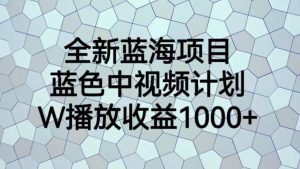 全新蓝海项目，蓝色中视频计划，1W播放量1000+【揭秘】-甬战资源库