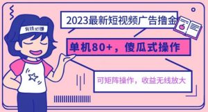 2023最新玩法短视频广告撸金，亲测单机收益80+，可矩阵，傻瓜式操作，小白可上手【揭秘】-甬战资源库