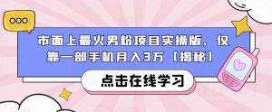 市面上最火男粉项目实操版，仅靠一部手机月入3万【揭秘】-甬战资源库