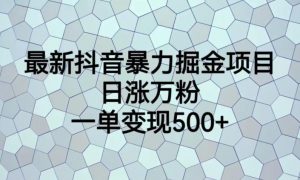 最新抖音暴力掘金项目,日涨万粉,一单变现500+【揭秘】-甬战资源库