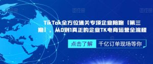 TikTok全方位通关专项企业陪跑【第三期】,从0到1真正的企业TK电商运营全流程-甬战资源库