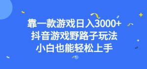 靠一款游戏日入3000+,抖音游戏野路子玩法,小白也能轻松上手【揭秘】-甬战资源库