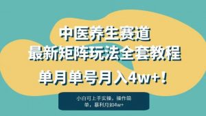 暴利赛道中医养生赛道最新矩阵玩法，单月单号月入4w+！【揭秘】-甬战资源库